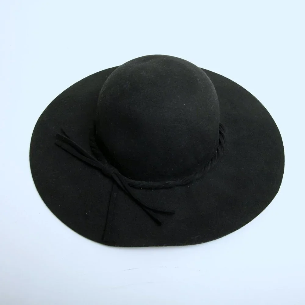 Black Wide Brim‎ Floppy Hat - Picture 4 of 7